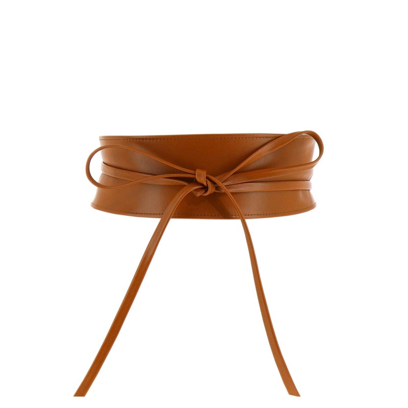 FASHIONGEN - Woman Italian leather Obi belt, CASSIANE - Camel, S-M - Image 1