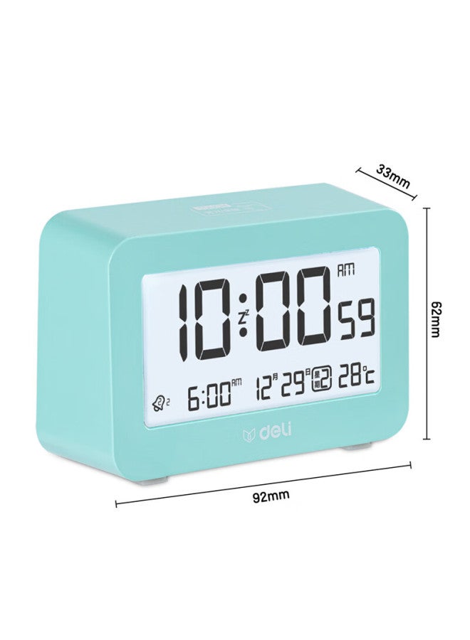 Deli Deli Mini Multifunction Alarm Clock For Student Dormitory Backlit Electronic Clock Student Special Wake-up Artifact Green 8839 - Image 4