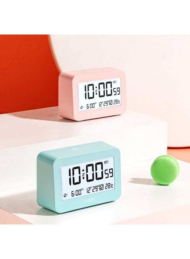 Deli Deli Mini Multifunction Alarm Clock For Student Dormitory Backlit Electronic Clock Student Special Wake-up Artifact Green 8839 - Image 3