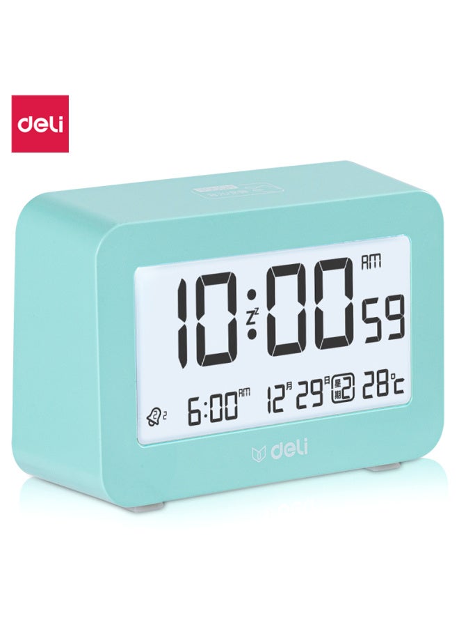 Deli Deli Mini Multifunction Alarm Clock For Student Dormitory Backlit Electronic Clock Student Special Wake-up Artifact Green 8839 - Image 2