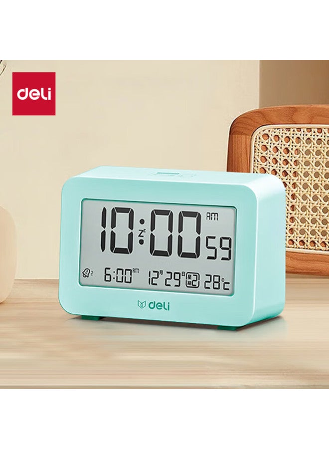 Deli Deli Mini Multifunction Alarm Clock For Student Dormitory Backlit Electronic Clock Student Special Wake-up Artifact Green 8839 - Image 5