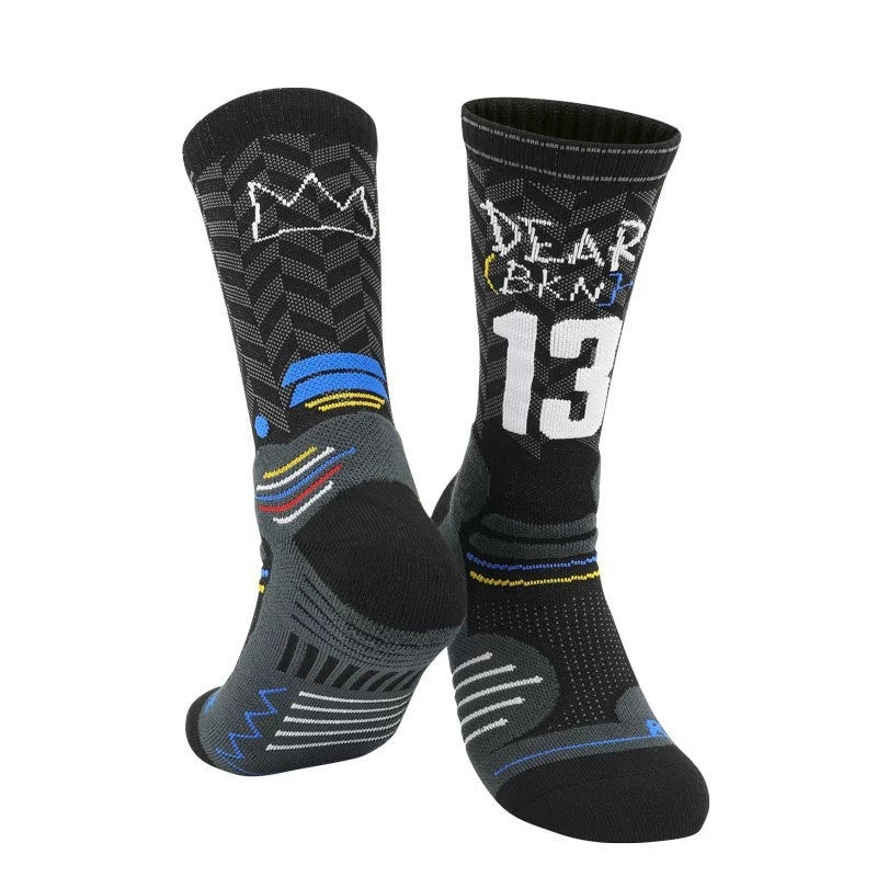 Generic Spring and Summer Practical Professional Basketball Socks Terry Mid-Tube Elite Socks Mens Towel Bottom Non-Slip Sports Socks Mens Wholesale 13 black - Image 1
