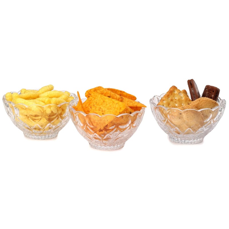 Somil MultiPurpose Tableware SnackVeritable Serving Bowl Set of 6 Glass Clear Round BowlTF6a - Image 5
