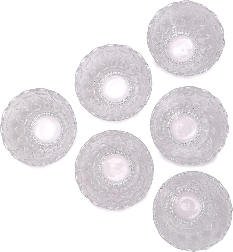 Somil MultiPurpose Tableware SnackVeritable Serving Bowl Set of 6 Glass Clear Round BowlTF6a - Image 3