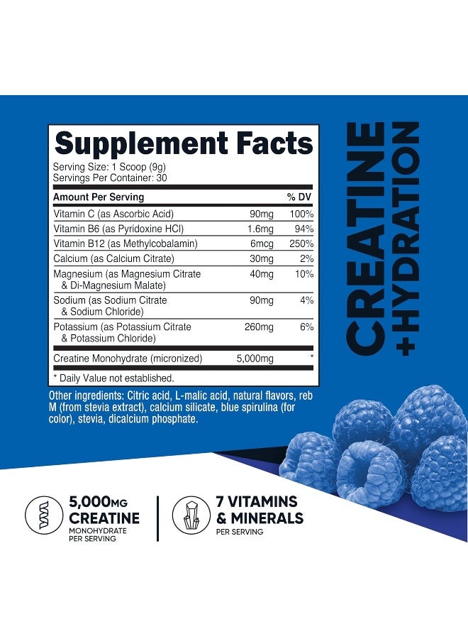 Nutricost Creatine Monohydrate + Hydration Blue Raspberry Flavored - Image 2