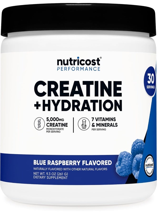 Nutricost Creatine Monohydrate + Hydration Blue Raspberry Flavored - Image 1