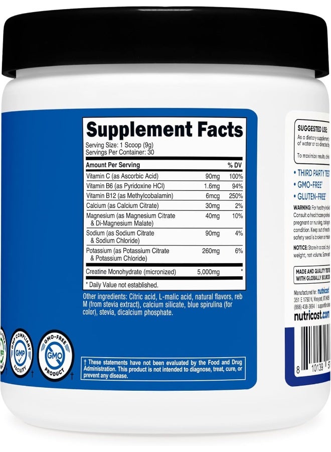 Nutricost Creatine Monohydrate + Hydration Blue Raspberry Flavored - Image 5