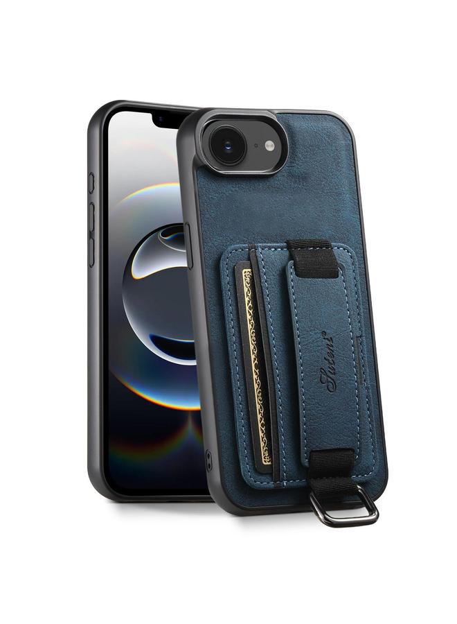 سوتين جراب لهاتف iPhone 16e H13 من جلد الليتشي مع حزام معصم ومحفظة وغطاء خلفي للهاتف - Image 1