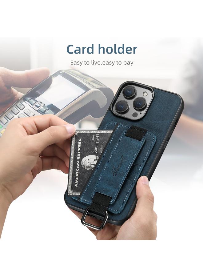 سوتين جراب لهاتف iPhone 16e H13 من جلد الليتشي مع حزام معصم ومحفظة وغطاء خلفي للهاتف - Image 3