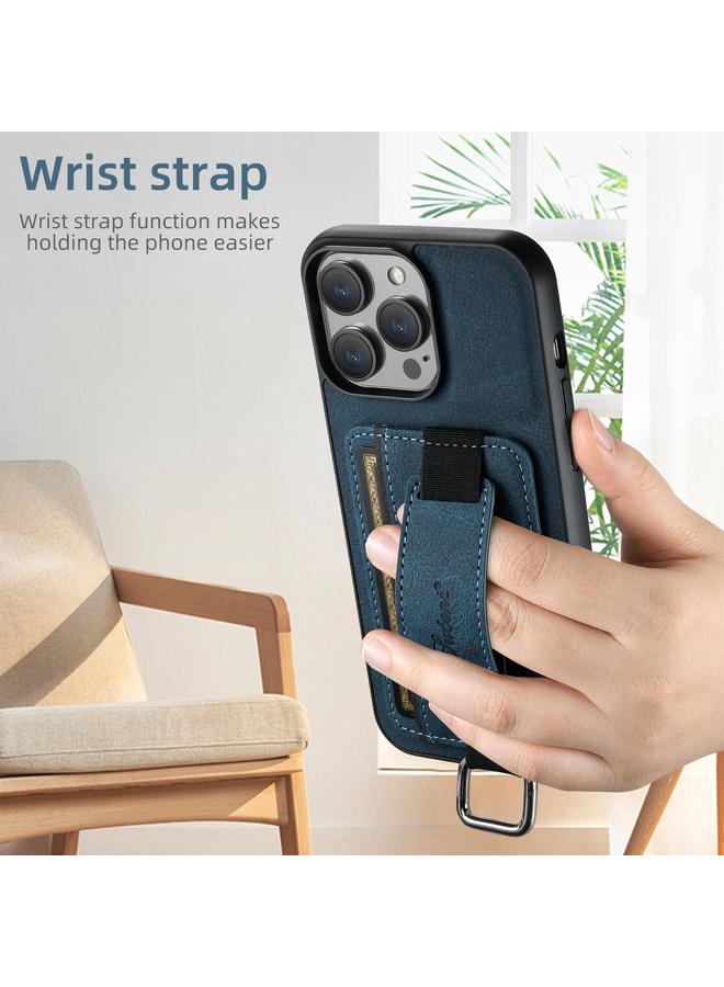 سوتين جراب لهاتف iPhone 16e H13 من جلد الليتشي مع حزام معصم ومحفظة وغطاء خلفي للهاتف - Image 4