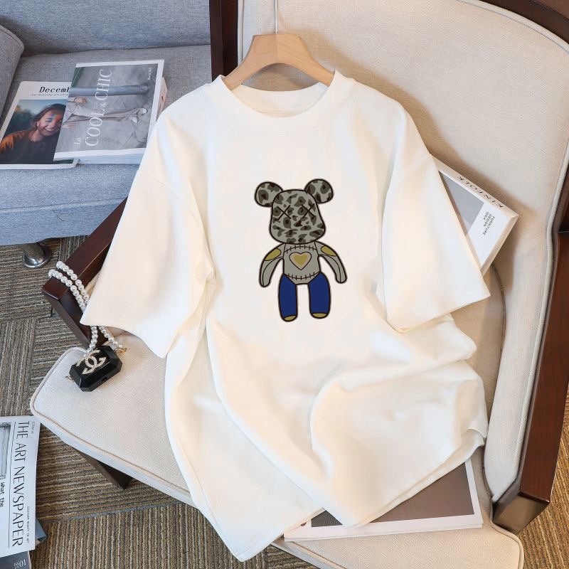 230G Heavy Cotton T-Shirt Women'S Shoulder Large Version Loose Short Sleeve Top Summer Japanese Women'S T-Shirt Base Shirt - Image 1