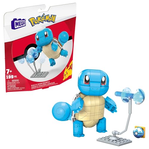 Mega Bloks MEGA Pokemon Action Figure Building Toys for Kids Build Show Squirtle with 199 Pieces 1 Poseable Character 4 Inches Tall - Image 1