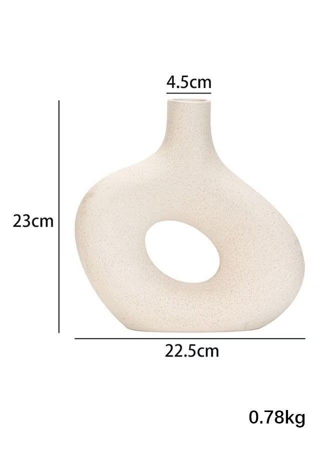 MIXDE White Ceramic Vase Round Matte Pampas Flower Vases - Image 3