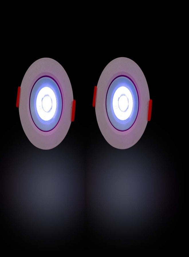 D'Mak Round Blue Color LED Ceiling COB Spot Light, 3 Watts - Pack of 2 - Image 1