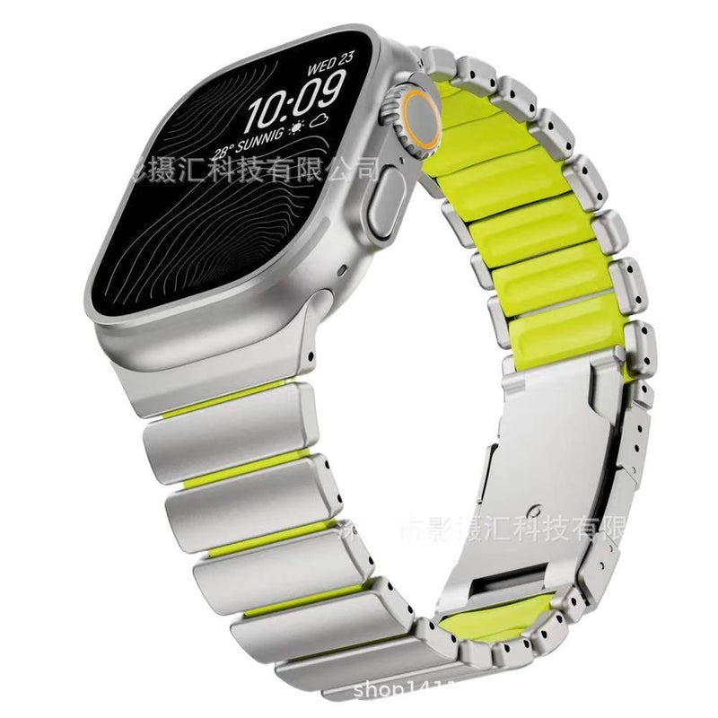 سوار ساعة ذكية سوار معدني من الستانلس ستيل متوافق باللون أسود قابل للتعديل مع Apple Watch 42/44/45/49mm بملاءمة قابلة للتعديل وحزام بديل بتصميم معدني أنيق - Image 5