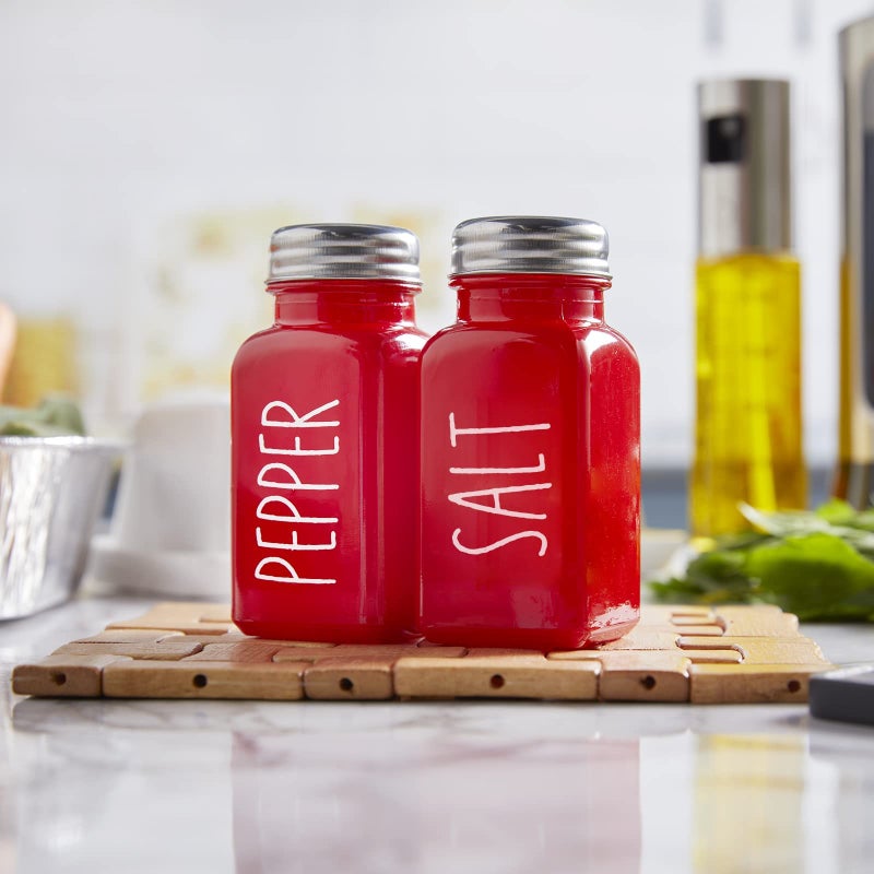 dopeca Red Salt And Pepper Shakers Set - Red Farmhouse Kitchen Decor And Accessories - Cute Glass Salt Shaker For Kitchen And Table - Image 5