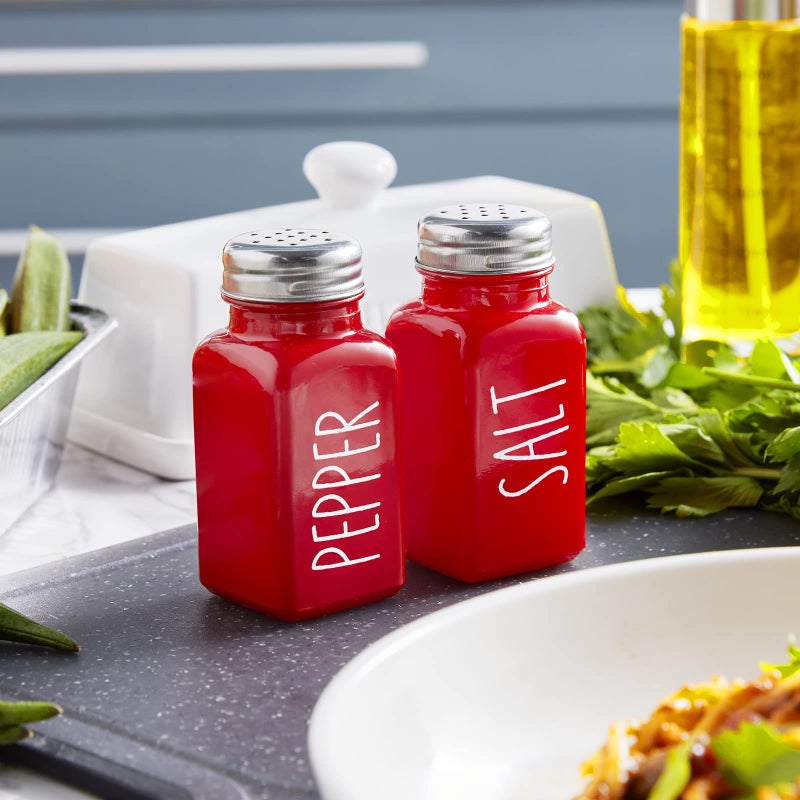 dopeca Red Salt And Pepper Shakers Set - Red Farmhouse Kitchen Decor And Accessories - Cute Glass Salt Shaker For Kitchen And Table - Image 2