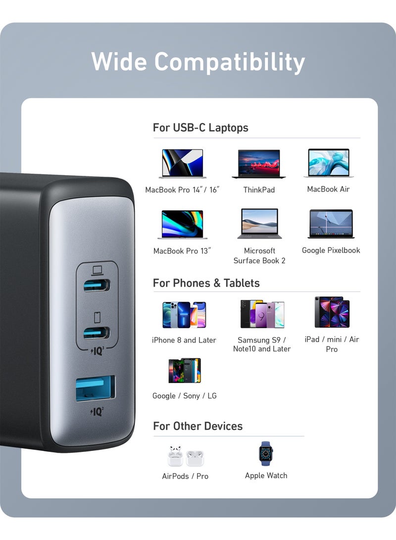 Anker USB C Plug, Anker 100W USB C Charger, 736 Charger (Nano II 100W), 3-Port Fast Compact Wall Charger for MacBook Pro/Air, Google Pixelbook, ThinkPad, Dell XPS, iPad Pro, Galaxy S22/S20, iPhone 16/16Pro - - Image 2