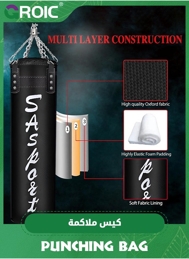 GROIC Punching Bag for Adults,120CM Oxford Heavy Boxing Bag Set, Hanging Bag with Punching Gloves, Hand Wraps, Chains,Taekwondo Home Gym Training Kickboxing for Muay Thai, MMA  - Image 3