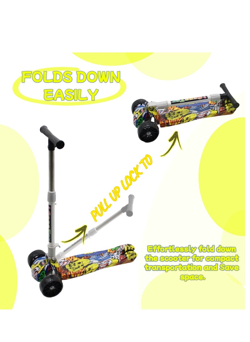 EASY FUTURE Kids Kick Scooter: Foldable Design, Height-Adjustable Handle, LED Wheels, Rear Brake for Ages 3-8 - Image 3