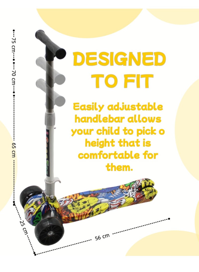 EASY FUTURE Kids Kick Scooter: Foldable Design, Height-Adjustable Handle, LED Wheels, Rear Brake for Ages 3-8 - Image 2