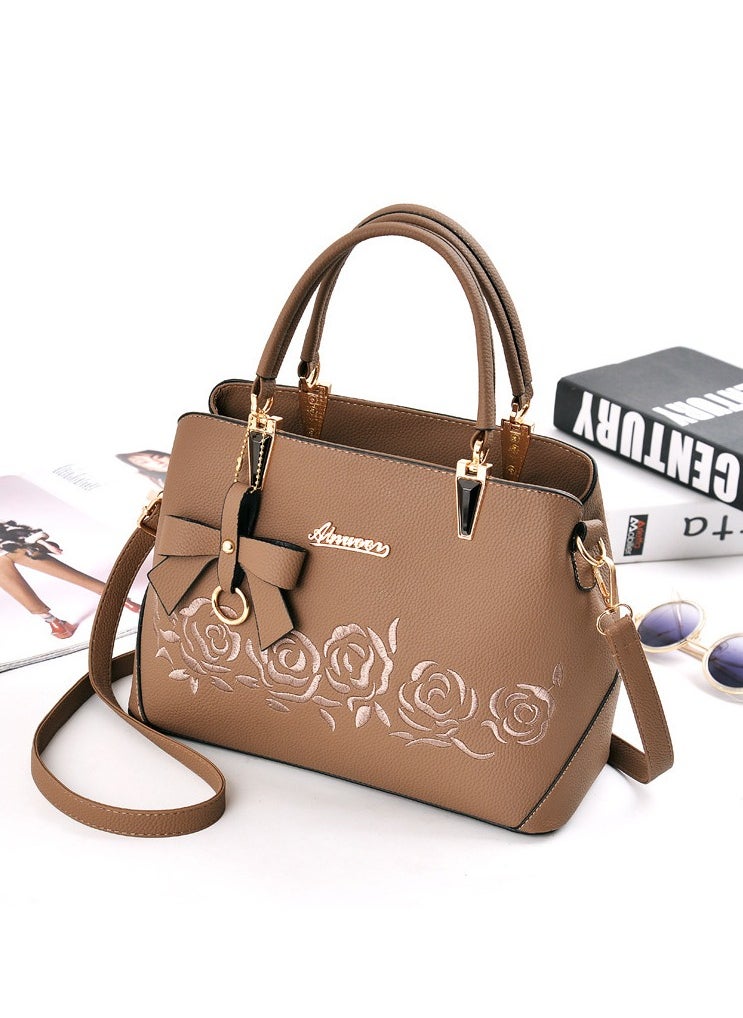 KUYING New Embroidered Solid Color Luxury Women's Bag Fashion Versatile Handbag Bow 