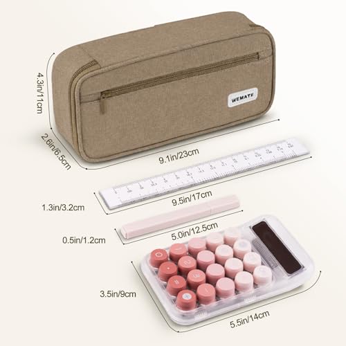 WEMATE Pencil Case, Large Storage Organizer for Stationery, Back - to - School Essential, Teacher Must - have, Big Pencil Pouch, Marker Case School Supplies for College & High School Brown - Image 5
