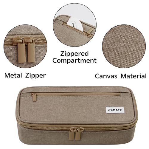 WEMATE Pencil Case, Large Storage Organizer for Stationery, Back - to - School Essential, Teacher Must - have, Big Pencil Pouch, Marker Case School Supplies for College & High School Brown - Image 4