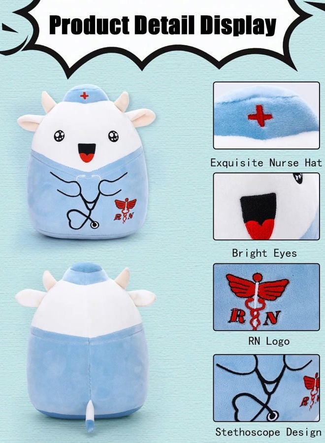 refavor Nurse Cow Stuffed Animal - 8 Inches Navy Cow Plush Toy Nurse Gifts for Women RN Plush Nurse Graduation Stuffed Animals Girls Students Nurse Week Nursing Soft Cow Plushies Gift(Bell) - Image 2