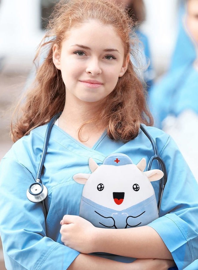 refavor Nurse Cow Stuffed Animal - 8 Inches Navy Cow Plush Toy Nurse Gifts for Women RN Plush Nurse Graduation Stuffed Animals Girls Students Nurse Week Nursing Soft Cow Plushies Gift(Bell) - Image 5