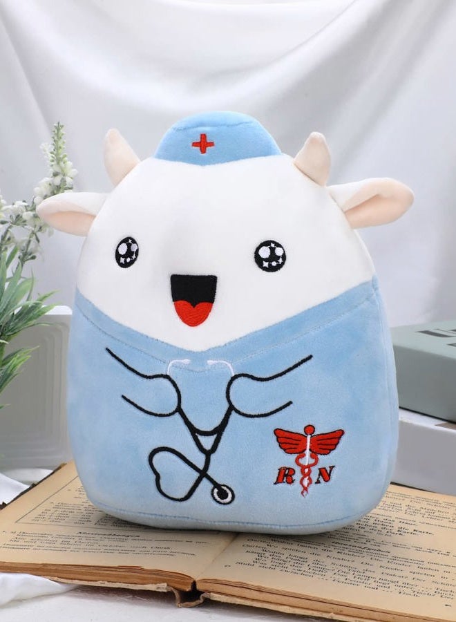 refavor Nurse Cow Stuffed Animal - 8 Inches Navy Cow Plush Toy Nurse Gifts for Women RN Plush Nurse Graduation Stuffed Animals Girls Students Nurse Week Nursing Soft Cow Plushies Gift(Bell) - Image 4