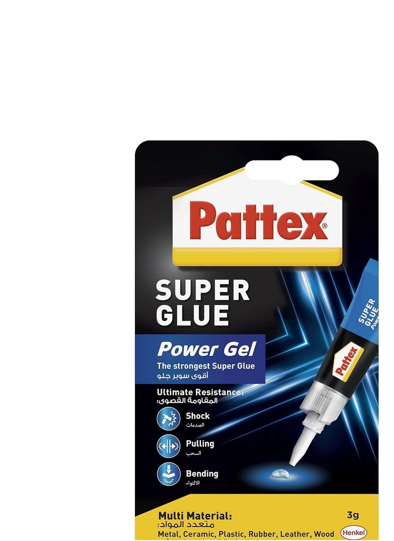 Pattex - Pattex Super Glue Power Gel Tube | All Purpose Adhesive For Flexible Materials | Instant Invisible Repair | Compatible with Metal, Ceramic, Rubber, Leather & Wood | Dishwasher Safe | 3g (Pack of 3) - Image 1