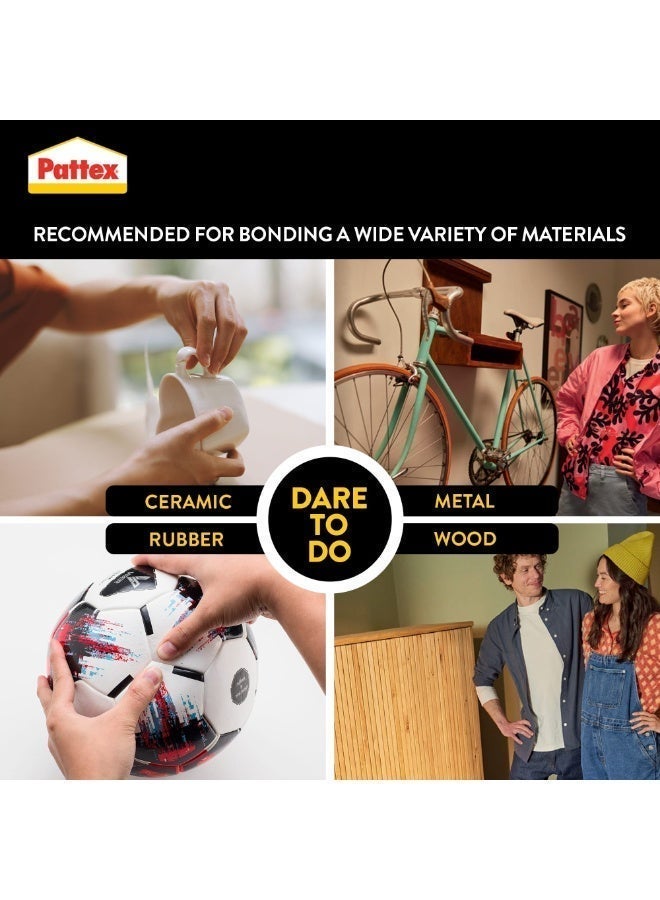 Pattex باتكس سوبر غراء باور جل أنبوب | لاصق متعدد الاستخدامات للمواد المرنة | إصلاح فوري غير مرئي | متوافق مع المعدن، السيراميك، المطاط، الجلد والخشب | آمن في غسالة الصحون | 3 جرام (عبوة من 3) - Image 5