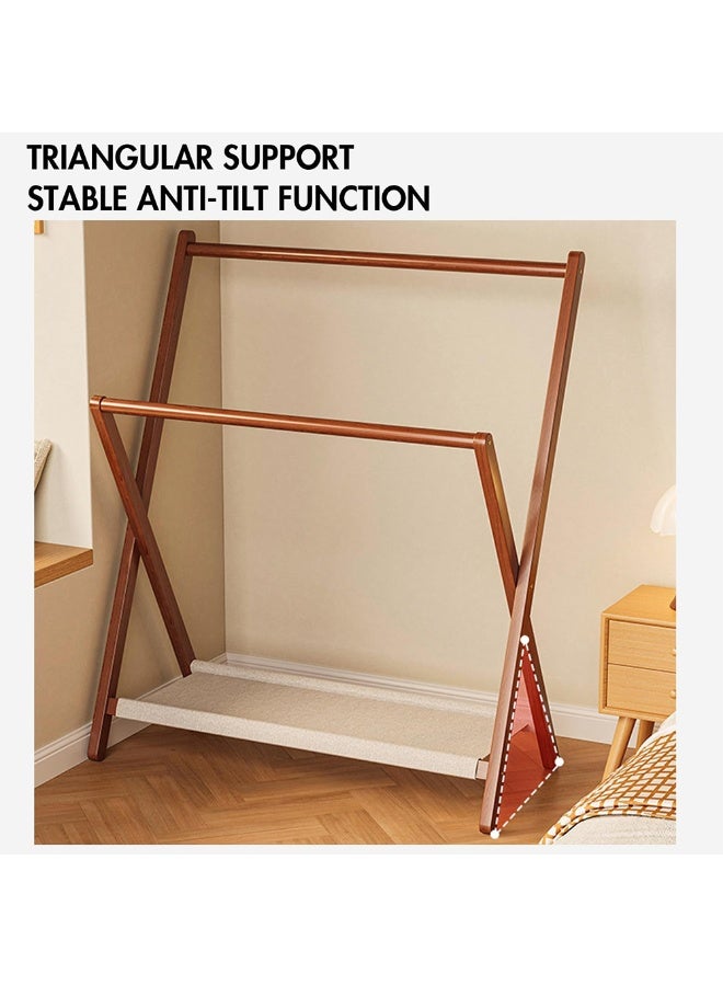 0TO1 TECH Wooden Towel Rack, Foldable Wooden Coat Rack Stand with Bottom Storage Shelf, Floor Standing Clothes Stand for Clothes & Bags, Easy Assembly, Freestanding Wardrobe for Bedrooms,Hotels,Laundry Rooms - Image 4