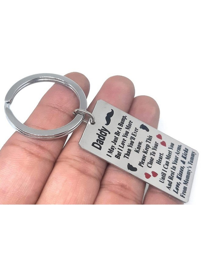 Aura New Dad Gift Keychain for Husband Boyfriend Men Him New Daddy Boys Stainless Steel Silver Key Chain - Image 2