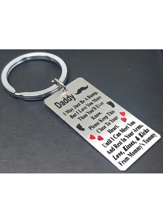 Aura New Dad Gift Keychain for Husband Boyfriend Men Him New Daddy Boys Stainless Steel Silver Key Chain - Image 4