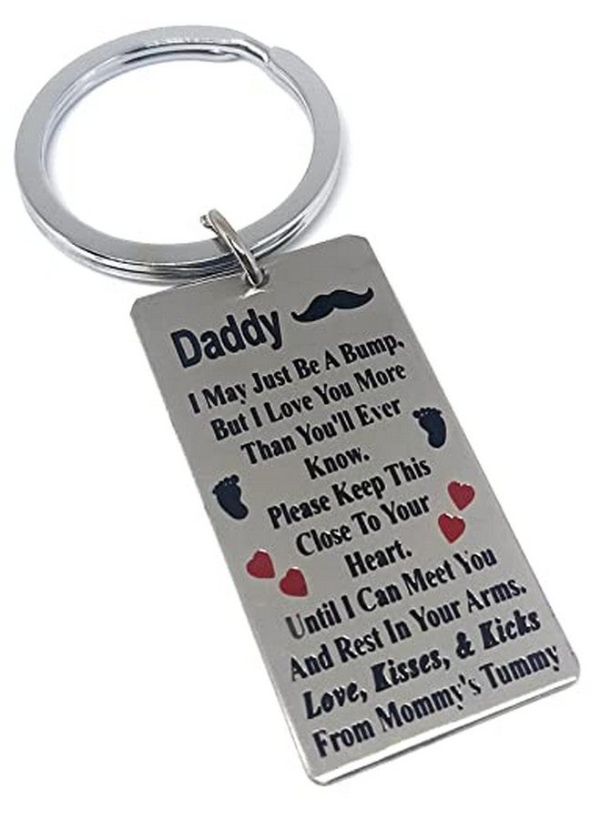 Aura New Dad Gift Keychain for Husband Boyfriend Men Him New Daddy Boys Stainless Steel Silver Key Chain - Image 1