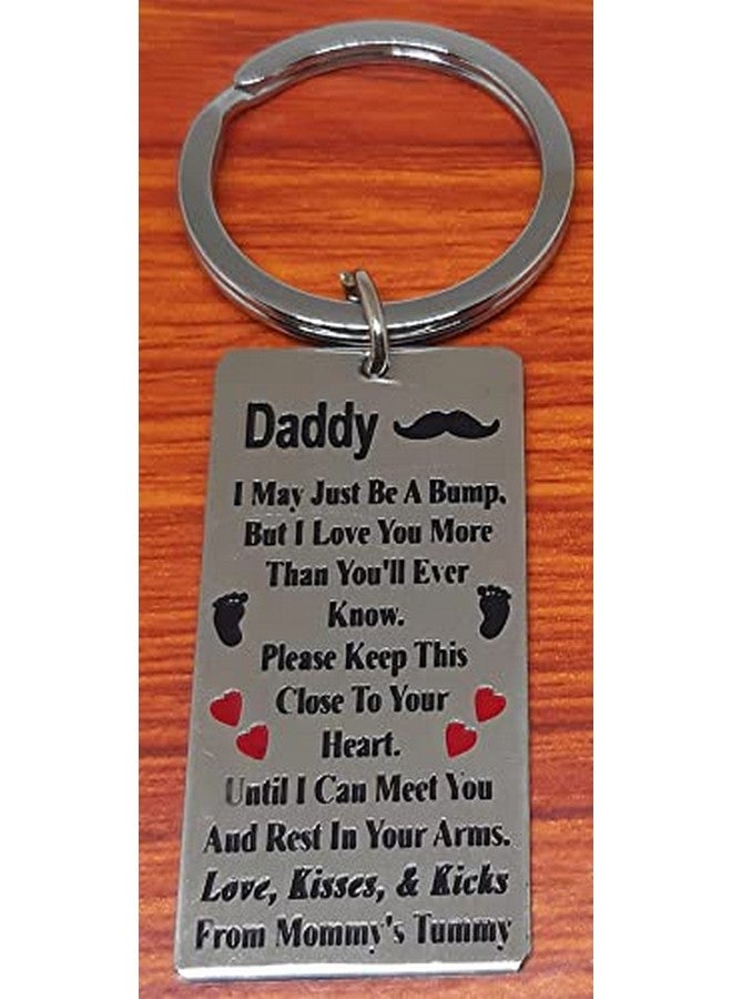 Aura New Dad Gift Keychain for Husband Boyfriend Men Him New Daddy Boys Stainless Steel Silver Key Chain - Image 3