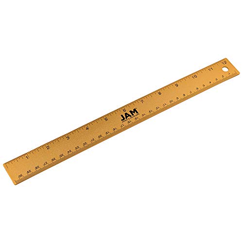 JAM PAPER Strong Aluminum Bulk Rulers 12 Inch Metal Ruler with NonSkid Cork Backing Gold Metallic 12Pack - Image 3