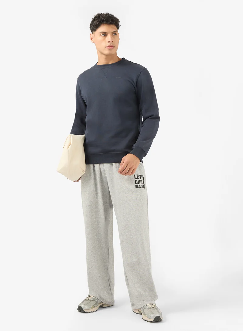 Seventy Five Basics  Text Print Open Hem Joggers for Men | Best Price UAE