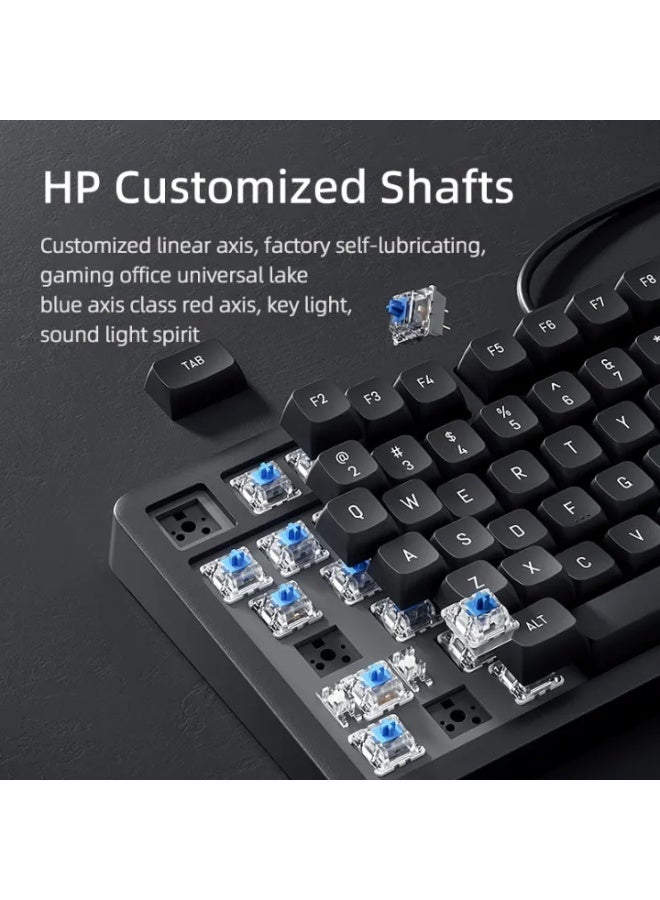 HP لوحة مفاتيح ميكانيكية سلكية من HP - تصميم تخطيط 98 مفتاح عائم مع دعامات وتصميم مقبض بلاستيكي لوحة مفاتيح للألعاب K10G-82L - Image 4