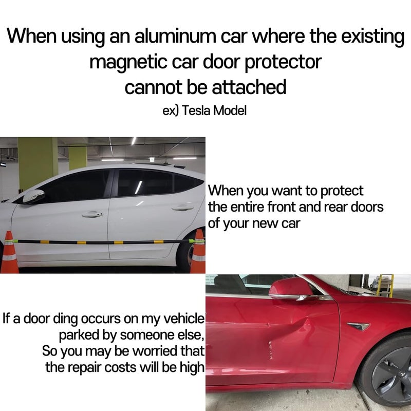 DAHINRAUM BestDoorGuard Tesla Only Car Door Ding Protector Aluminium Car Dent Prevent Removable Non-Magnetic Car Door Protector Car Door Guard Door Protection  - Image 2