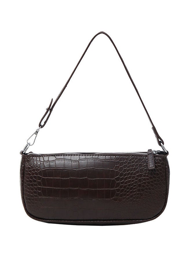 NIBEMINENT Crocodile Pattern Vintage Short Strap Crossbody Bag Coffee  - Image 1