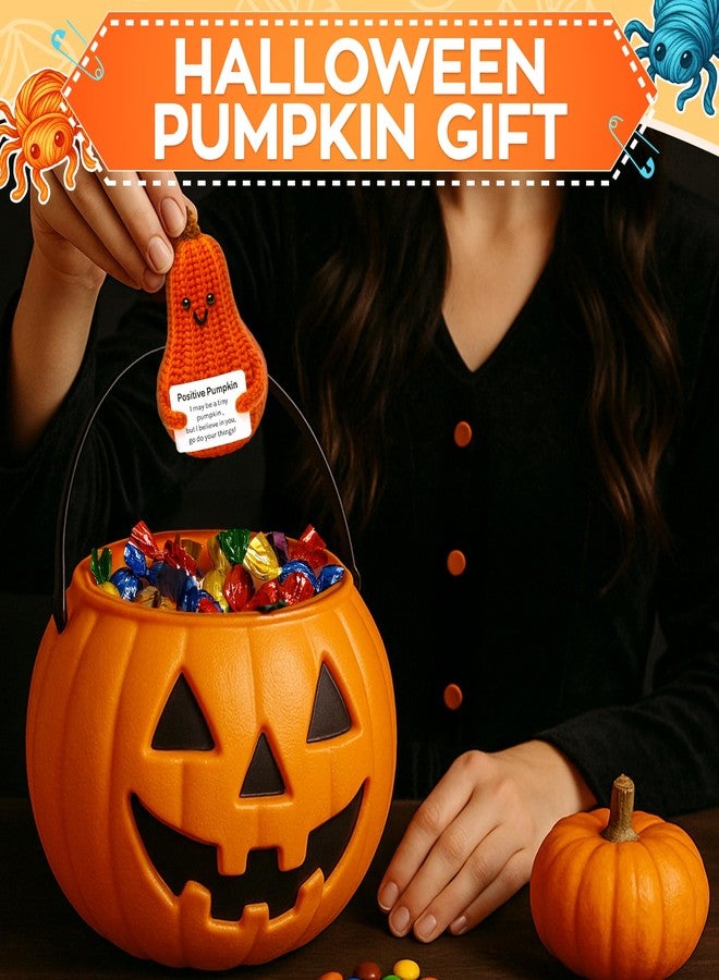 Reluen Halloween Crochet Pumpkin Plush - Adorable Crochet Pumpkins Plushies, 4.25 x 2.47 Convenient Size, Durable & Non-Fading - Stuffed Animals for Comfort & Relaxation, Fall Decor, Halloween, Pumpkin Gift - Image 2