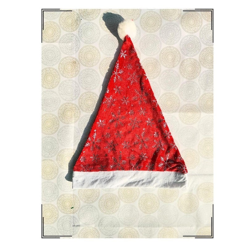 G.FIDEL Red White Merry Christmas Hats (Set of 2) | Santa Claus Christmas Caps for Kids Babies Adults | Free Size XMAS Caps Santa Claus Hats for Christmas | Christmas Decorations Items Ornaments - Image 1