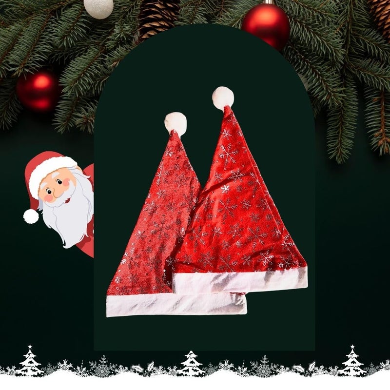 G.FIDEL Red White Merry Christmas Hats (Set of 2) | Santa Claus Christmas Caps for Kids Babies Adults | Free Size XMAS Caps Santa Claus Hats for Christmas | Christmas Decorations Items Ornaments - Image 4