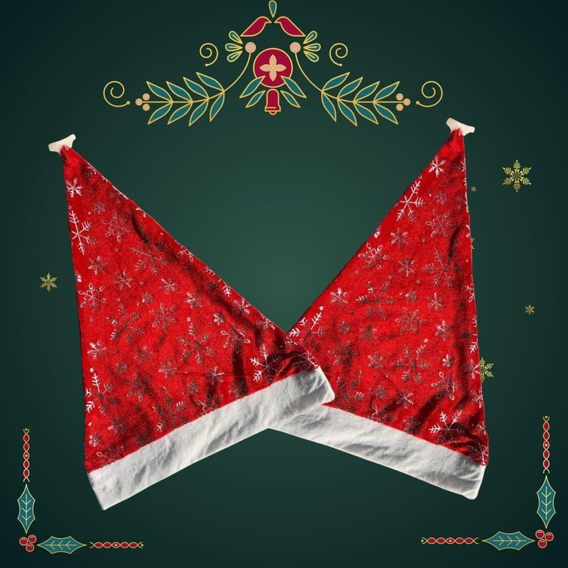 G.FIDEL Red White Merry Christmas Hats (Set of 2) | Santa Claus Christmas Caps for Kids Babies Adults | Free Size XMAS Caps Santa Claus Hats for Christmas | Christmas Decorations Items Ornaments - Image 2