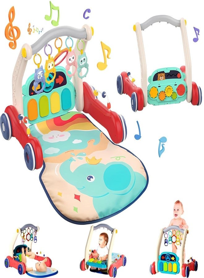 Braintastic 2 in 1 Musical Baby Play Gym & Push Walker with Piano, Lights, Rattles and Tummy Time Water Play Mat for Infants & Toddlers (Multicolor) - Image 1