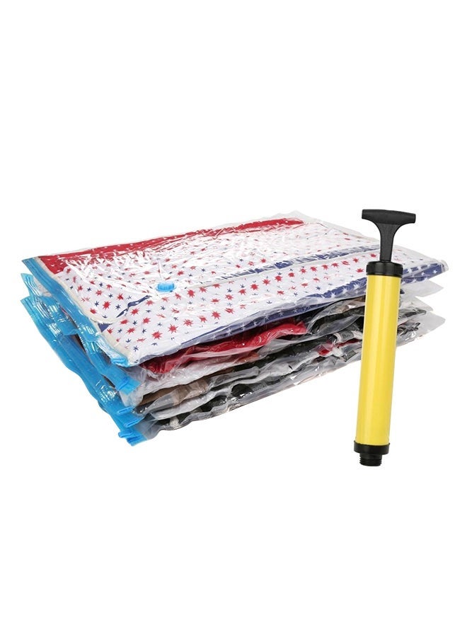Vacuum Reusable Sealer Storage Bag Set With Suction Pump Clear/Blue/Yellow 50x70cm - Image 4