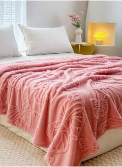 LUNA Home 3D Imitation Butterfly Fleece Soft Blanket, Old Pink color.  - Image 2